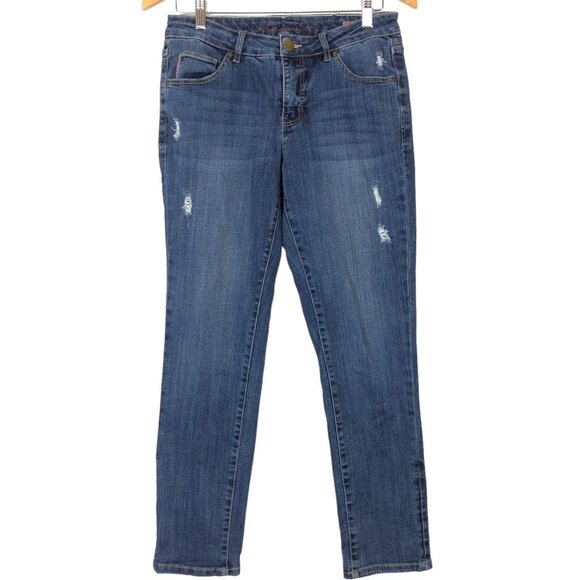 Jag Denim - Jag Women's Girlfriend Jeans Sz 6/29 In Disressed Holes Cotton Stretch Med Wash